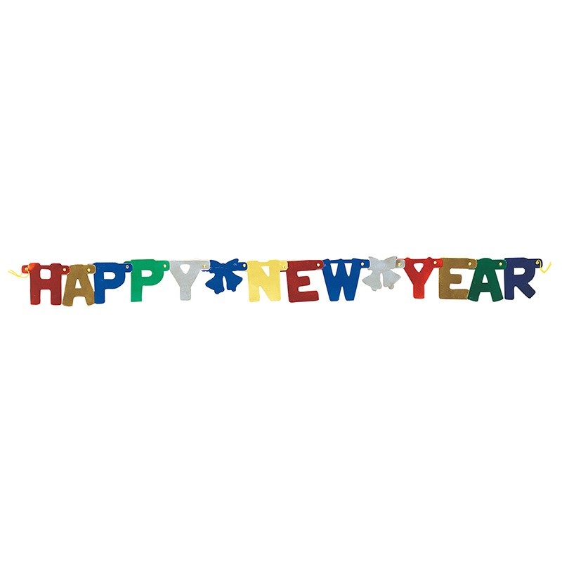 Happy New Year metallic garland 1.2m