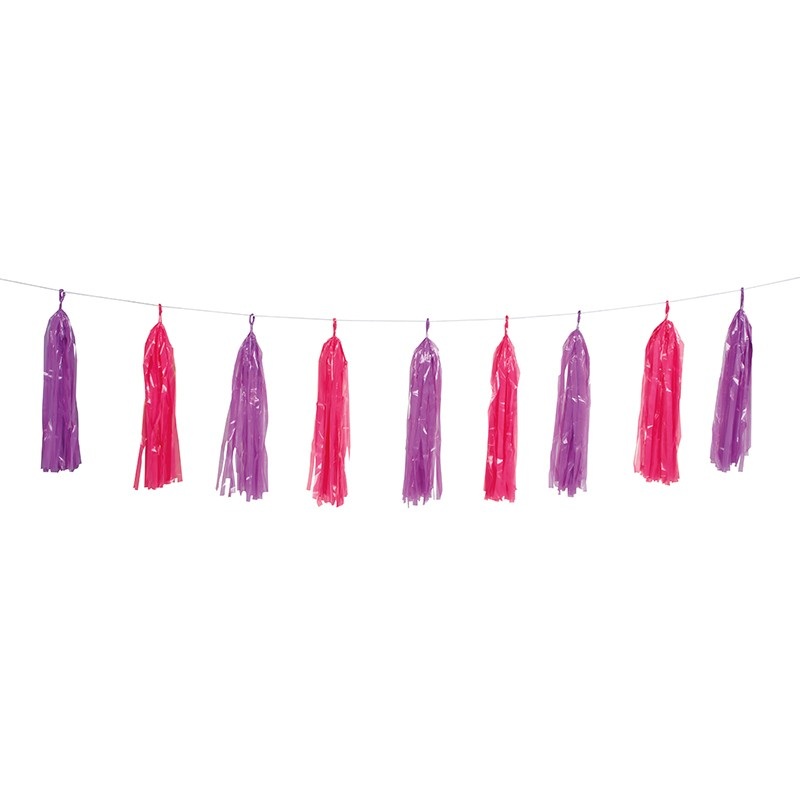 Happy Pink Sparkling Birthday tassel garland 274cm