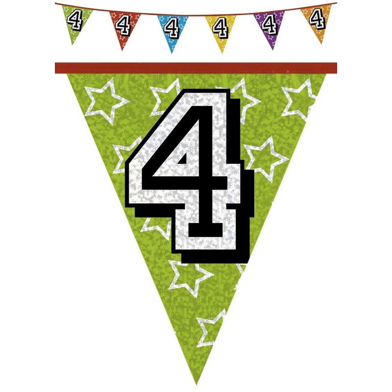 Holographic pennant chain 4 colored 8m