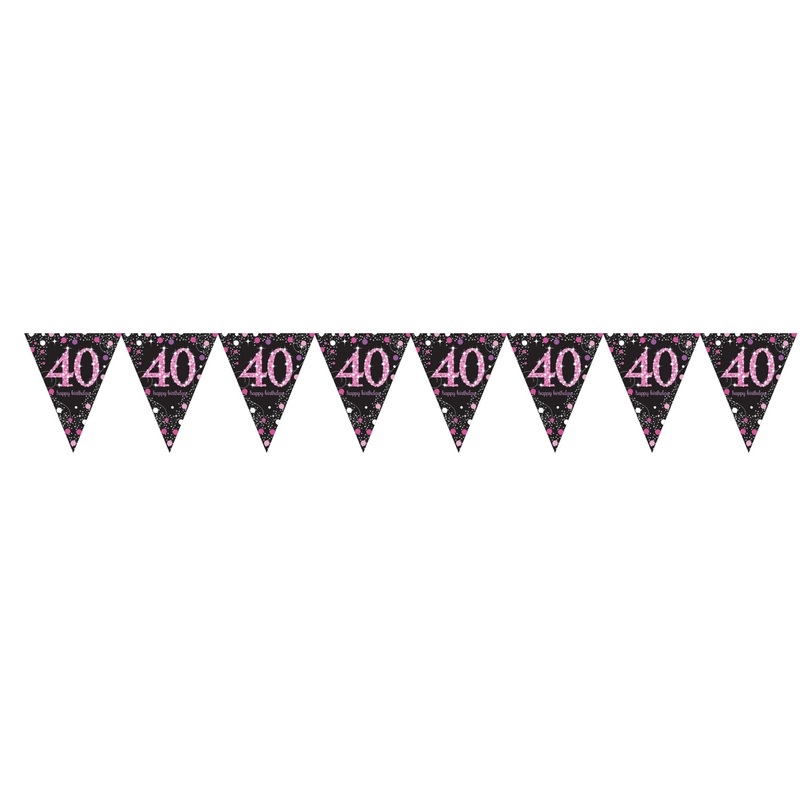 Pink 40th Birthday pennant chain 4m