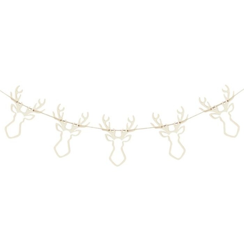 Rustic Christmas reindeer garland 1.5m