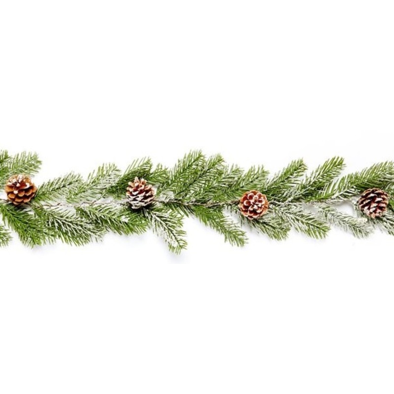 Snow-covered fir garland with cones 1.8m