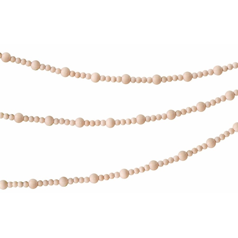 Wooden beads Christmas garland 3m