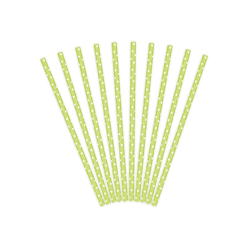 10 dotted paper straws light green 19.5cm
