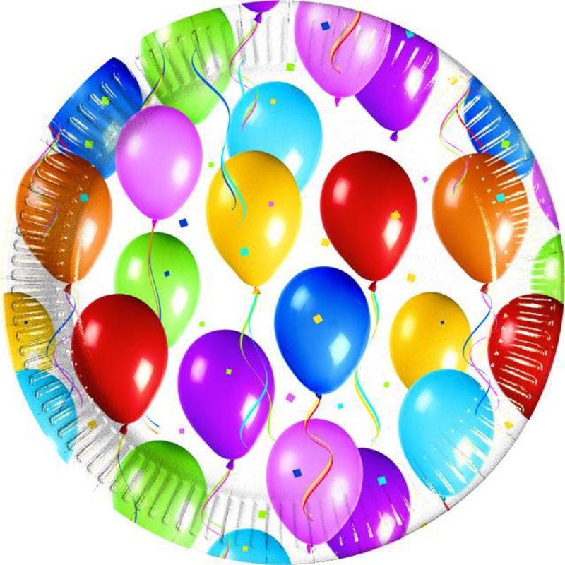 10 Fiesta balloon paper plates 23cm