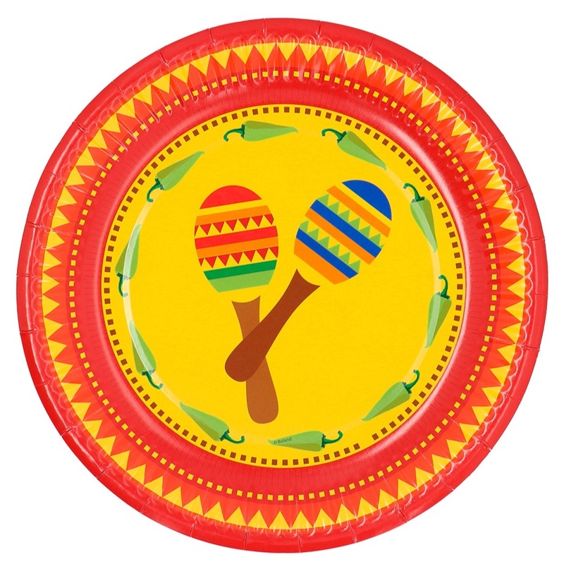 10 paper plates Mexican Fiesta 23cm