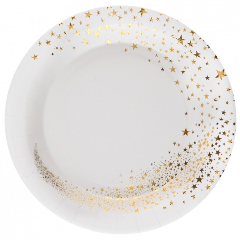 10 white La magie de Nol star plates 22.5cm