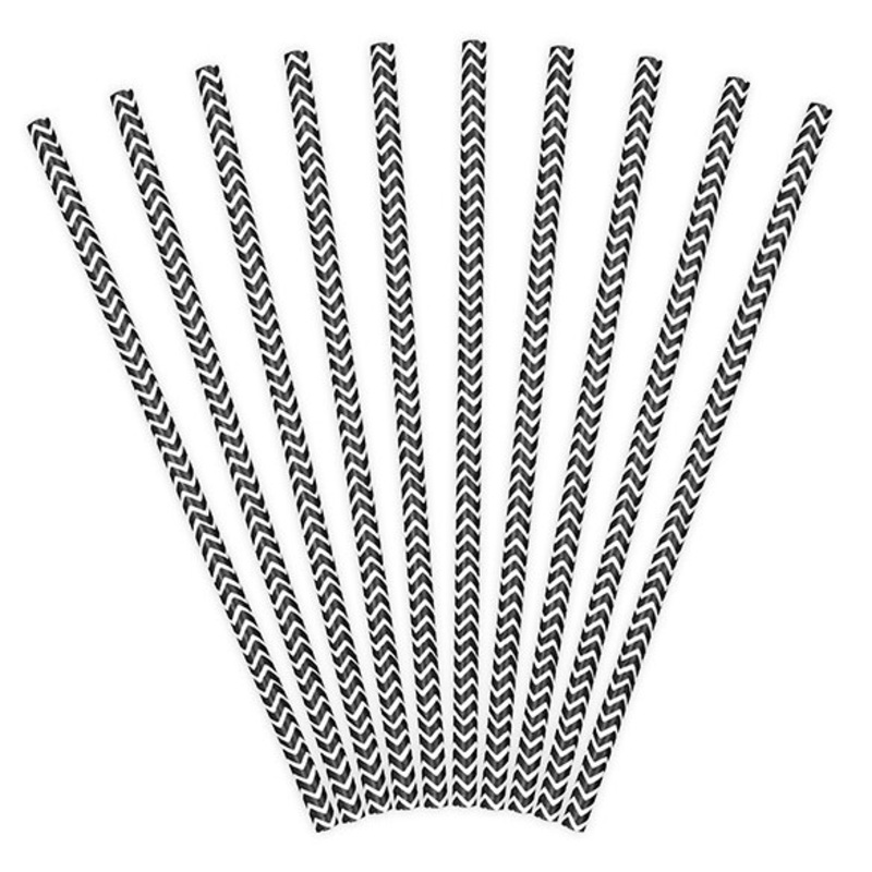 10 zigzag paper straws black 19.5cm