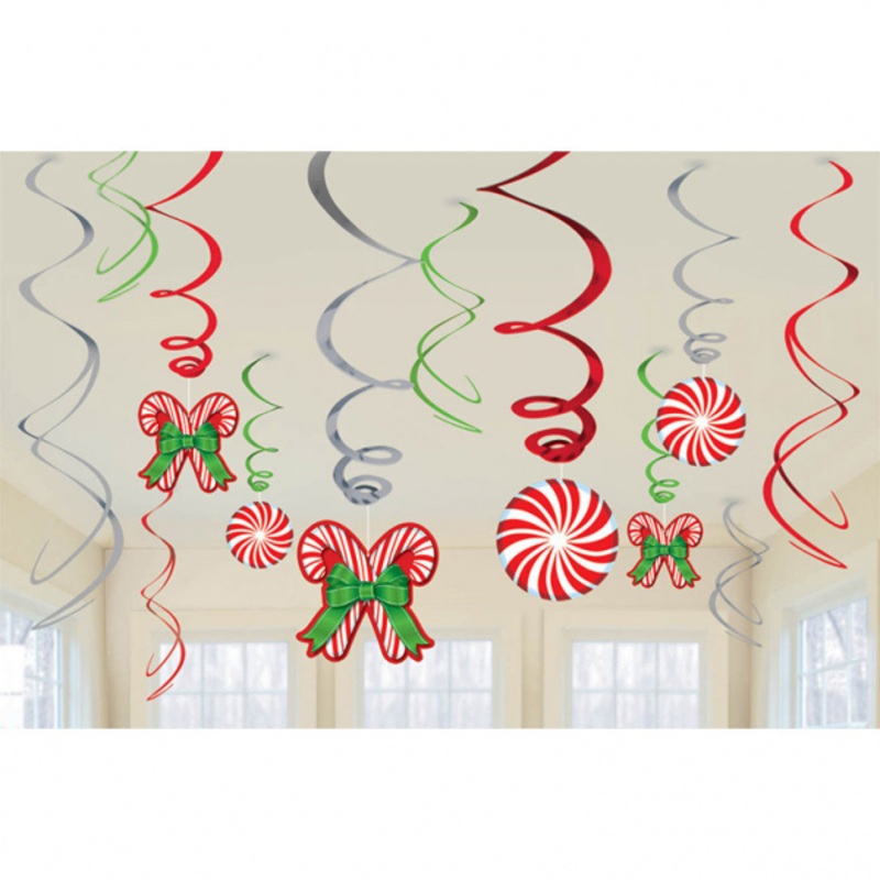 12 Sweet Christmas Spiral Streamers 61cm