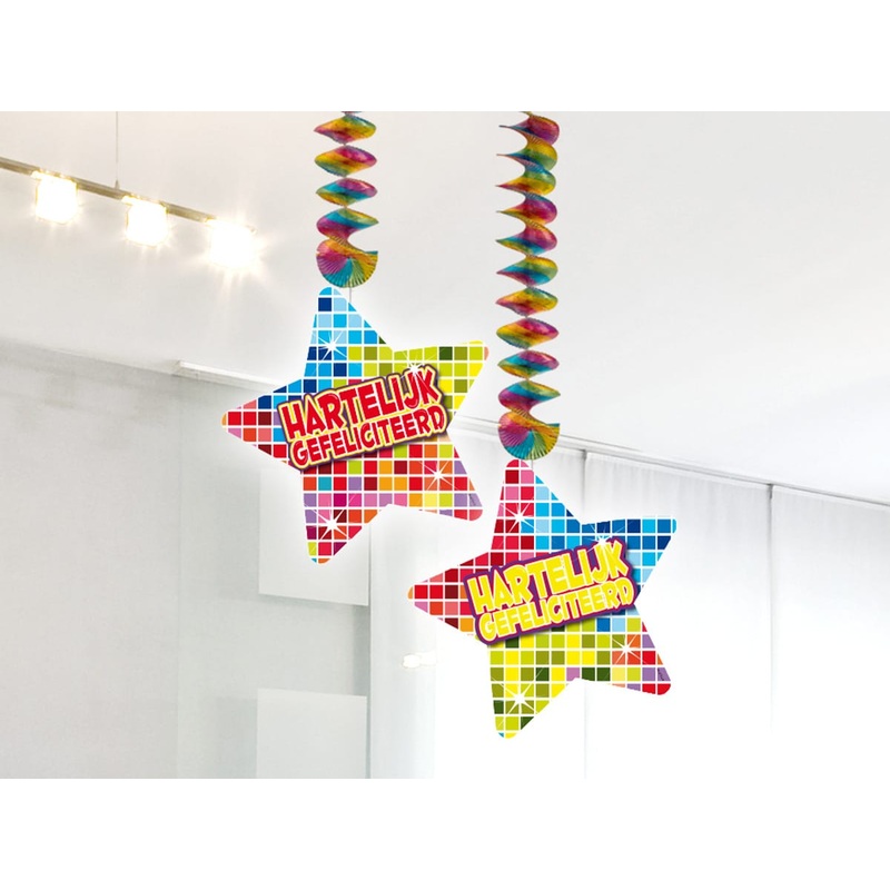 2 spiral decoration hangers Hartelijk Gefeliciteerd