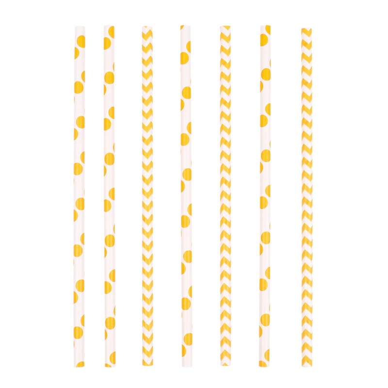 24 Summerfeeling paper straws yellow 19.5cm