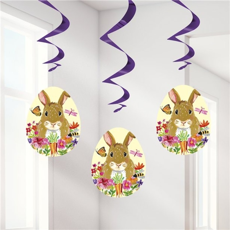 3 Easter bunny Hopsy spiral hanger 66cm
