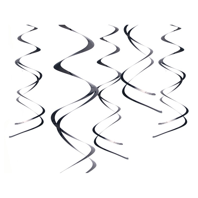 5 metallic black swirls 60cm