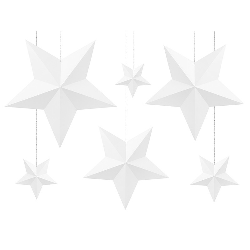 6 Paper Star Hanging Decorations