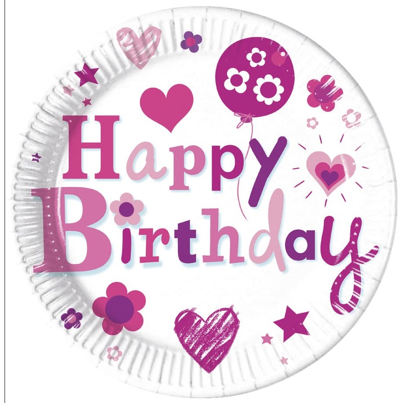 8 Birthday Girl paper plates 23cm