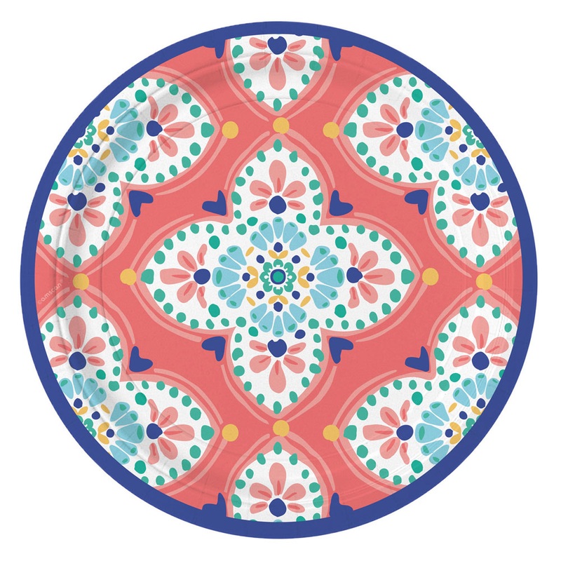 8 Boho Style Party Plates 17.7cm