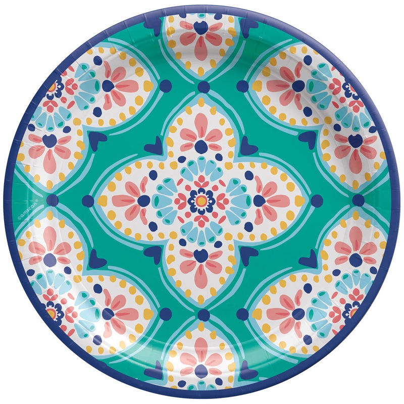 8 Boho Style Party Plates 26.7cm