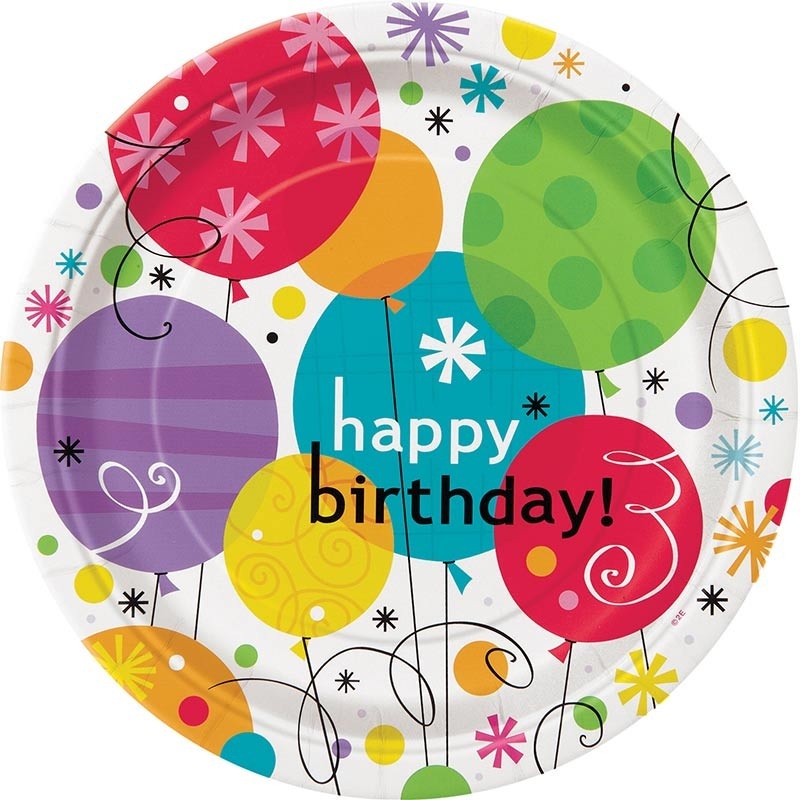 8 Breezy Birthday paper plates 23cm