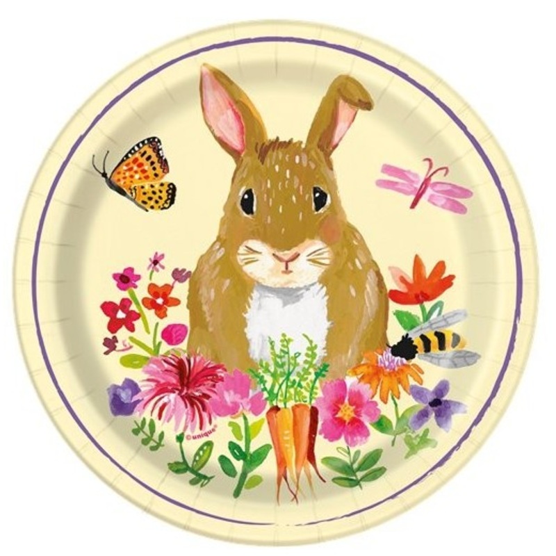8 Easter bunny Hopsy paper plates 17cm