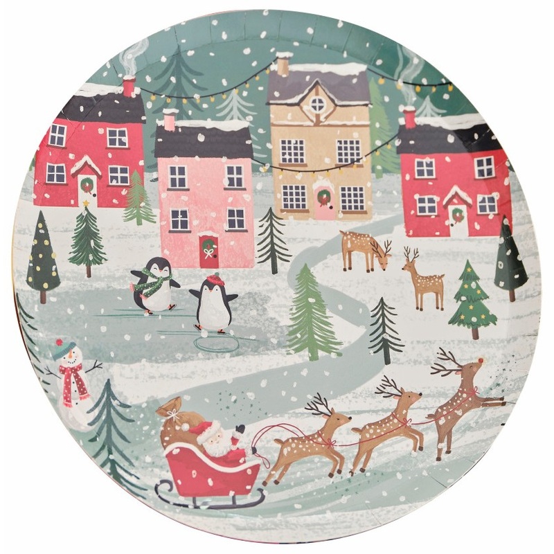 8 Eco Land of Christmas paper plates 25cm