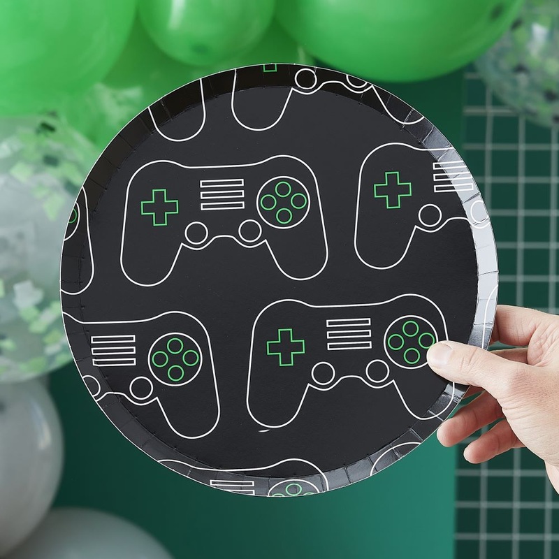 8 gaming plates black 25cm