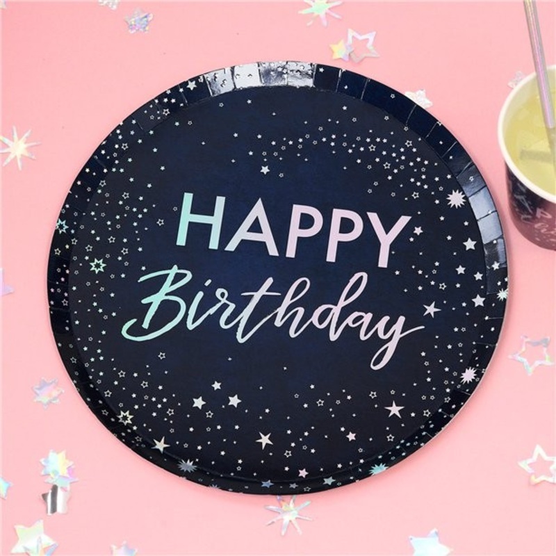 8 Happy Birthday plates blue Star 24.5cm