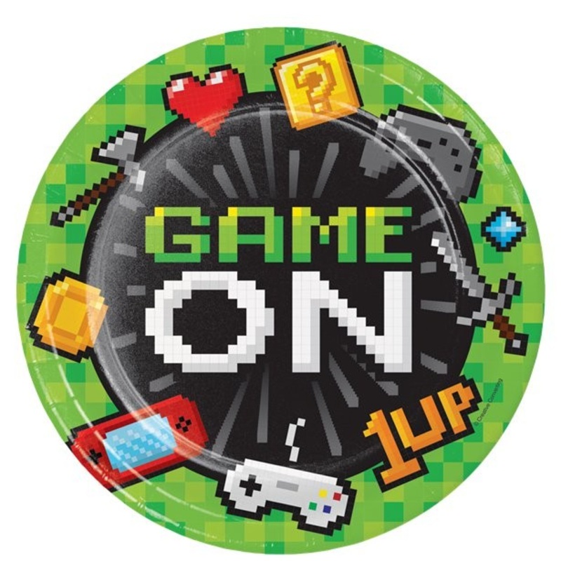 8 Level Up Birthday paper plates 22cm