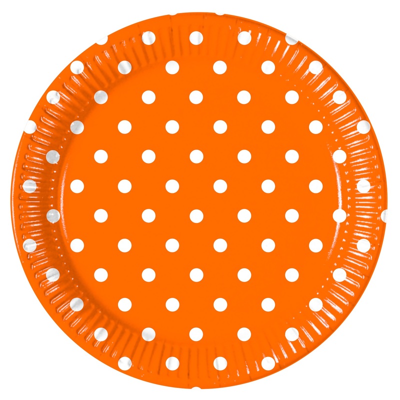 8 Mix Patterns dots paper plate orange 23cm