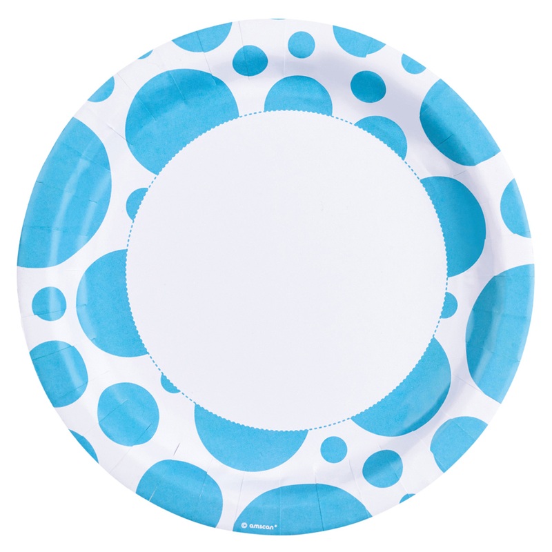 8 sweet dots paper plate caribbean blue 23cm