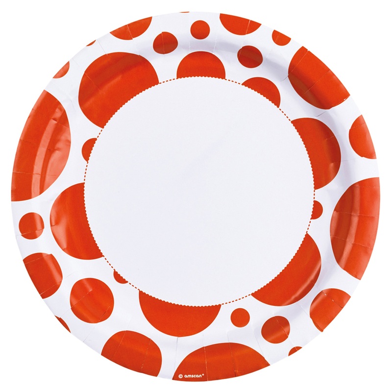 8 sweet dots paper plates orange 23cm