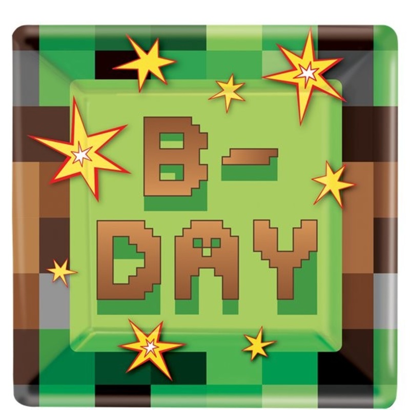 8 TNT Pixel Party paper plates 23cm