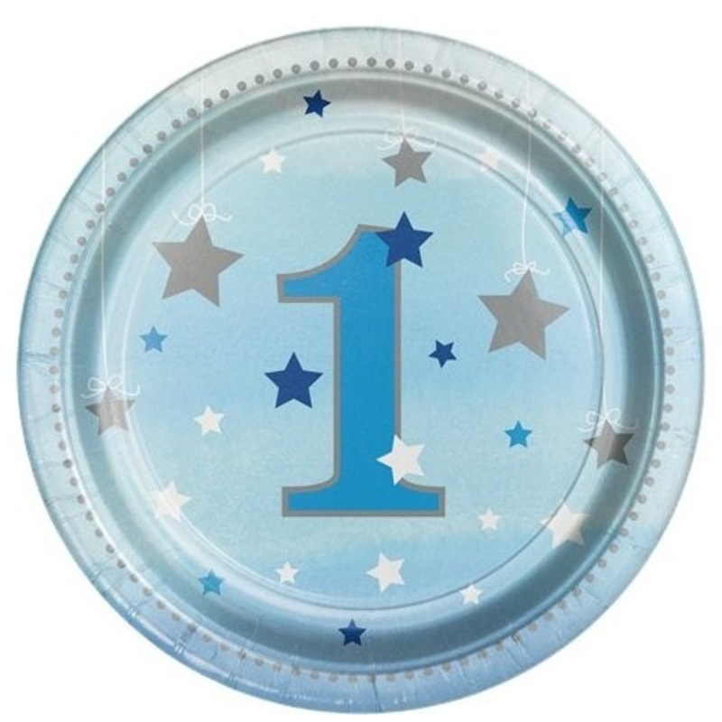 8 Twinkle First Birthday Star paper plates 18cm