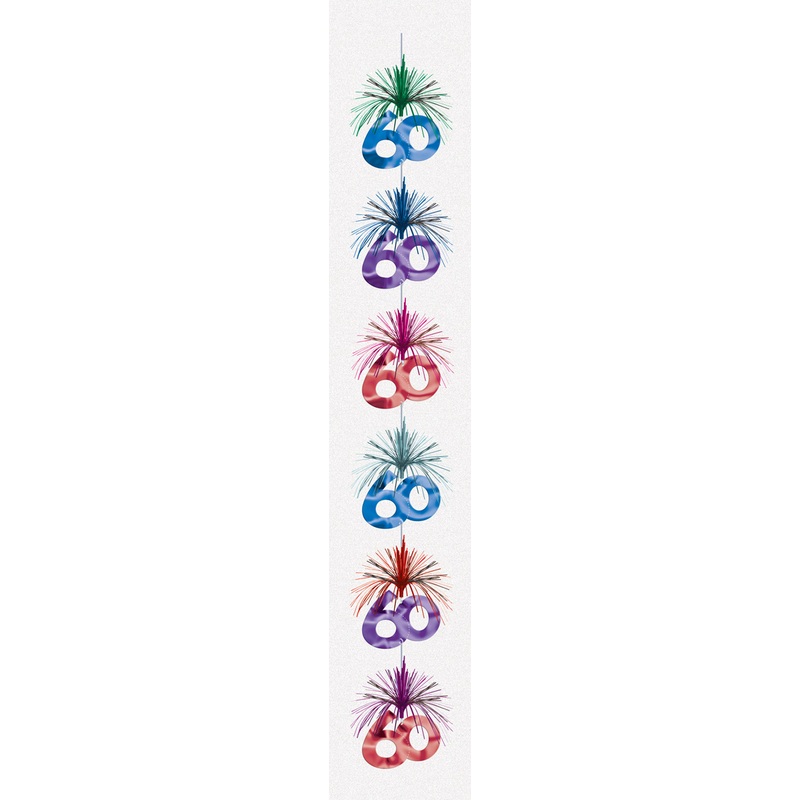 Cascade hanging decoration colorful for the 60th birthday 210cm