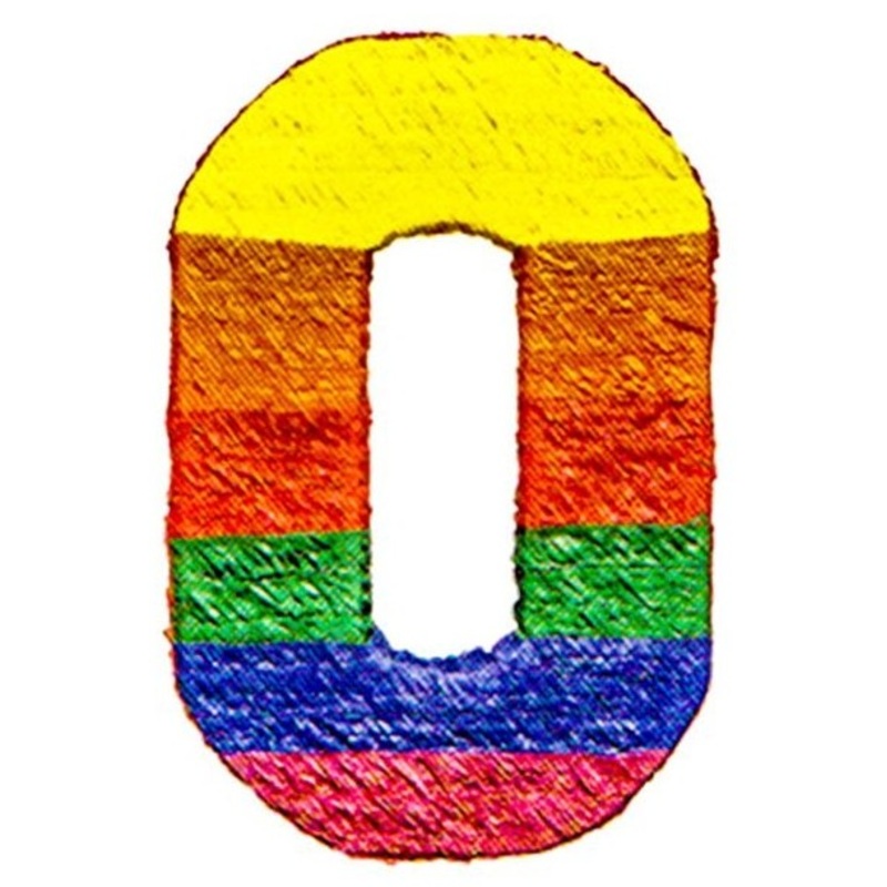Colorful number 0 pinata 34 x 53cm