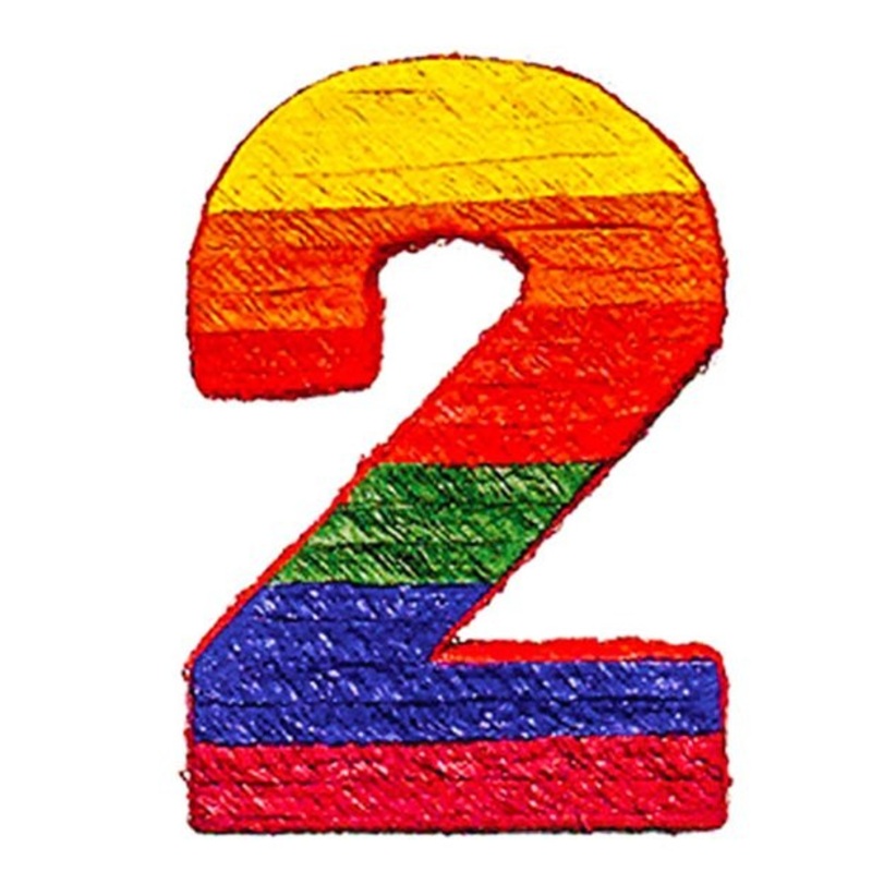 Colorful number 2 pinata 53cm x 38cm