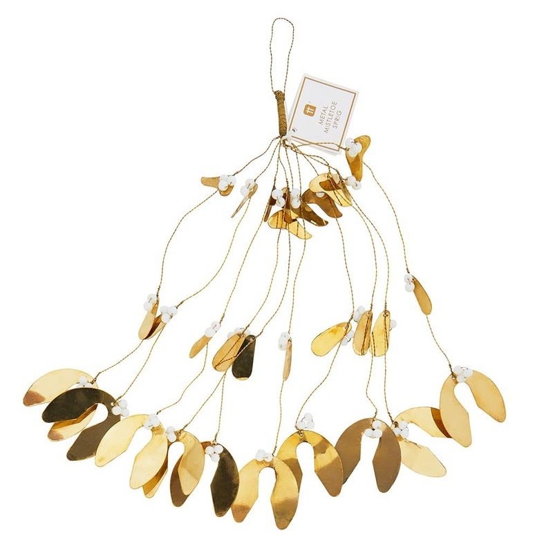 Golden mistletoe hanging decoration 25cm