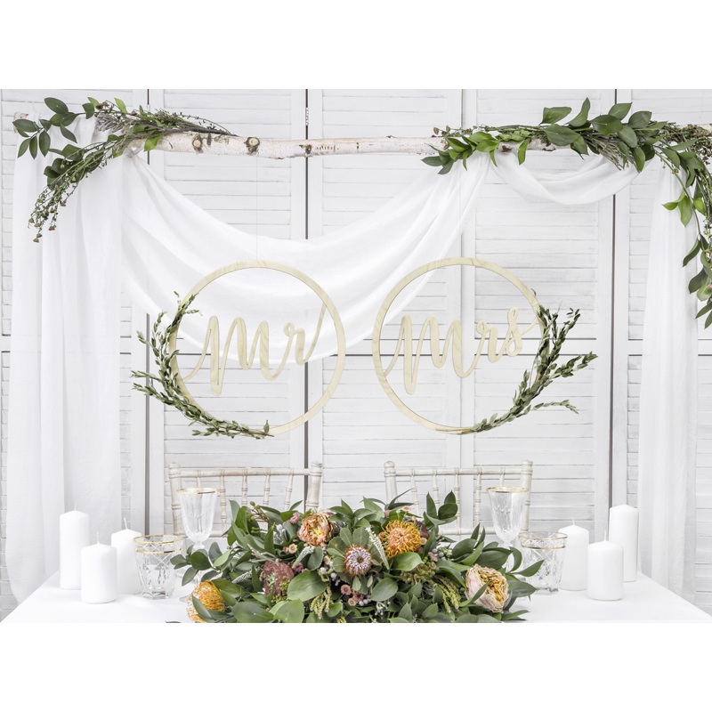 Mr & Mrs wood decoration hanger 38cm