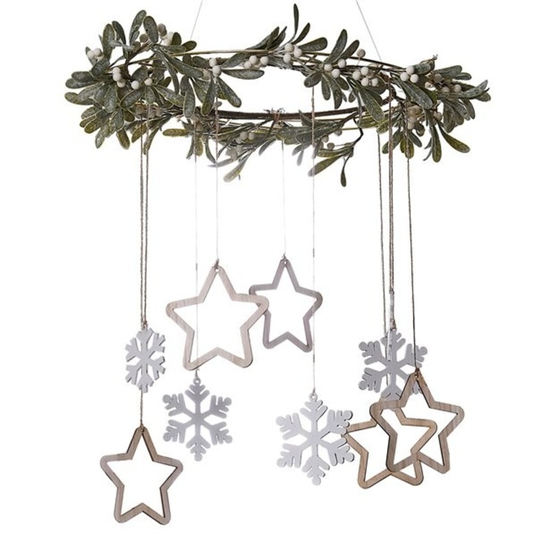 Natural Christmas mistletoe hanger 45cm