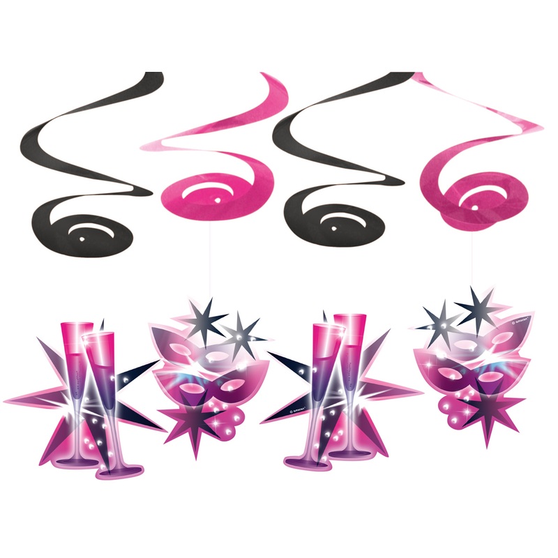 New Year's Eve Swirl hanging decoration, 4-part