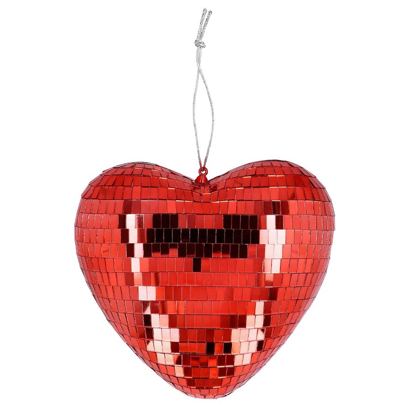 Red disco ball in heart shape 19cm