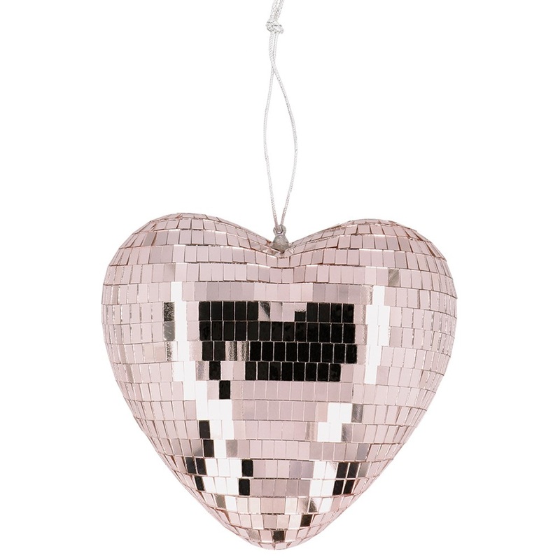 Rose gold disco ball in heart shape 19cm