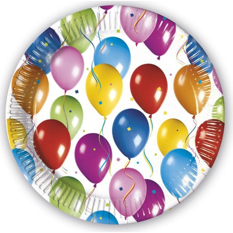 10 Fiesta balloon paper plates 20cm