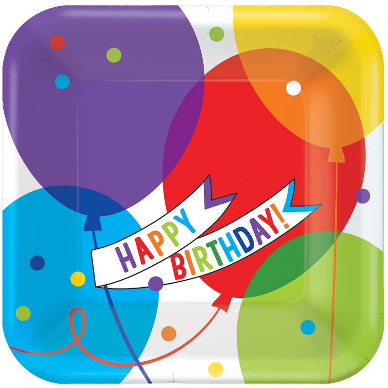 18 Balloon Surprise paper plates 23cm
