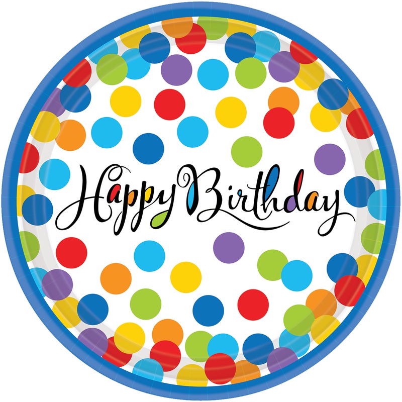 18 confetti party paper plates 26.6cm