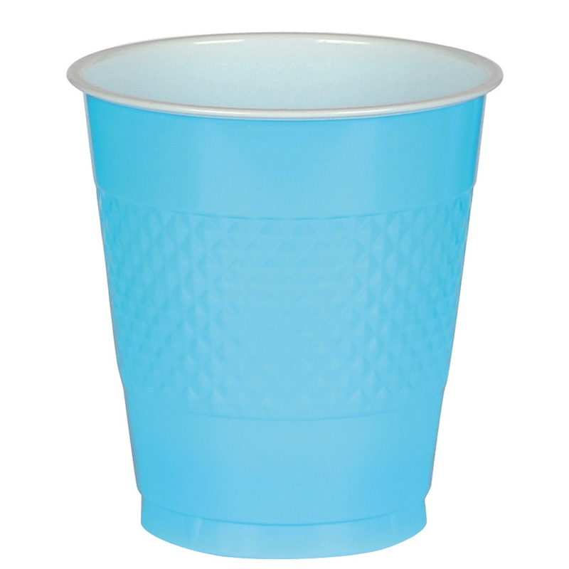 20 plastic cups in azure blue 355ml