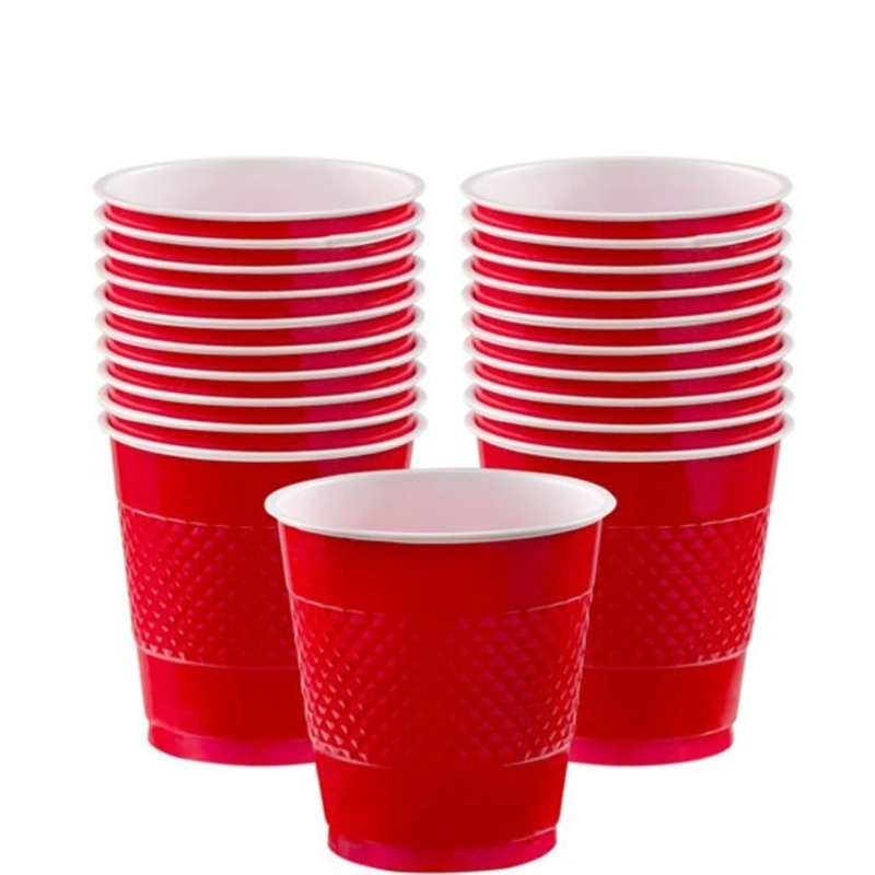 20 plastic cups red 266ml