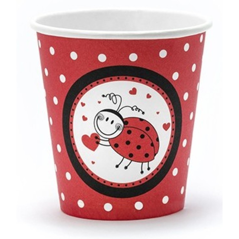 6 ladybug party paper cups 180ml