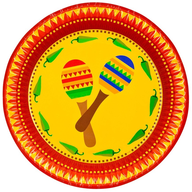 6 Mexico party paper plates 23cm