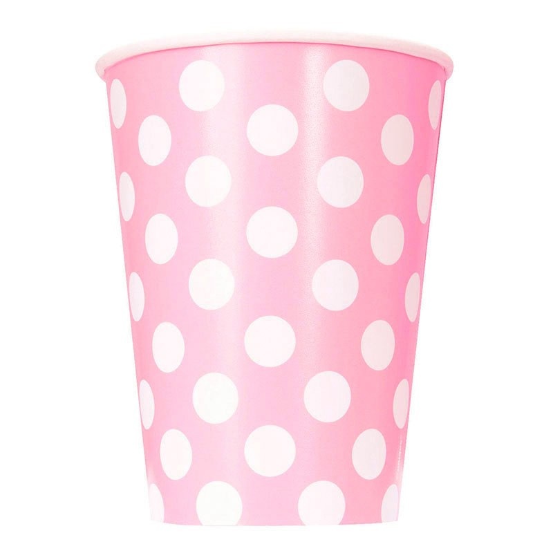 6 party paper cups Tiana light pink dotted 354ml