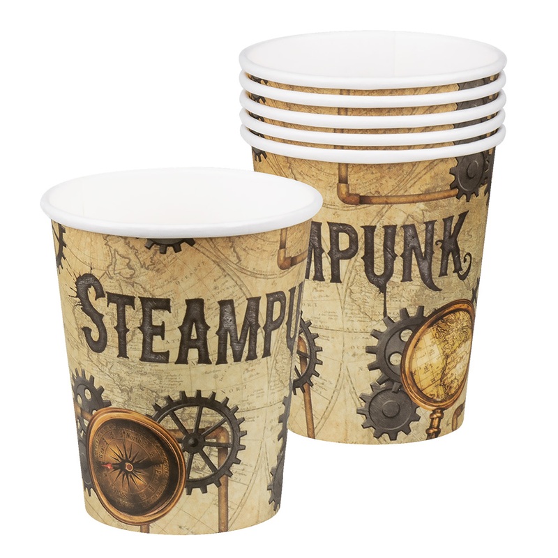 6 Steampunk paper cups Deluxe 25cl